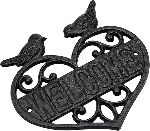 Miniatura 2 de MOLIGOU Letrero de bienvenida de hierro fundido placa de bienvenida para montaje en pared letrero de bienvenida para puerta delantera porche entrada