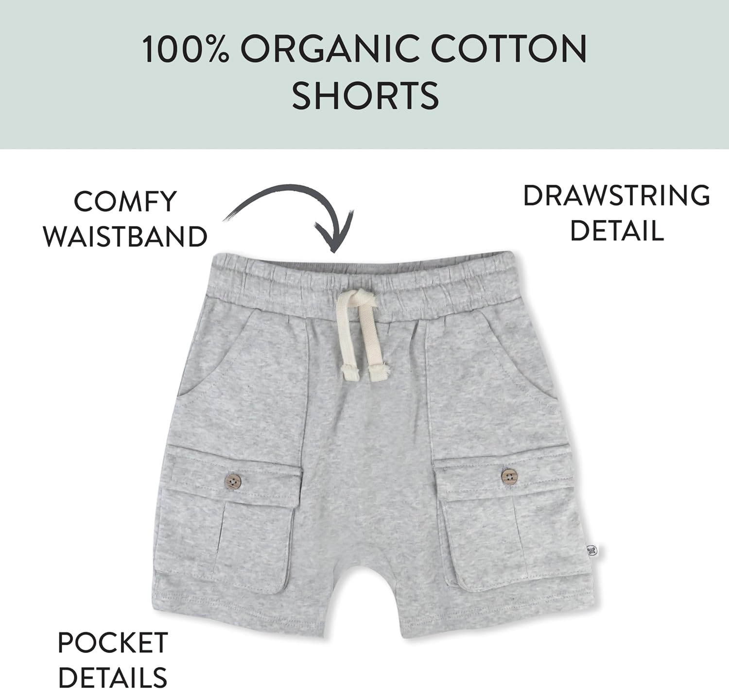 HonestBaby Unisex-Baby 2-Pack Cargo Shorts 100% Organic Cotton for Infant Baby and Toddler, Boys, Girls - Image 4