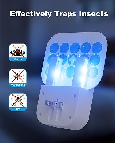 Miniatura 2 de Trampa para insectos voladores para interiores, para atrapar insectos, luz de matamoscas para mosquitos, mosquitos y mosquitos, enchufe en pared