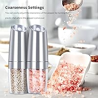 Vista 4 de EasyCom Gravity - Molinillo de sal y pimienta, funciona con pilas con luz LED, grosor ajustable, molinillo de pimienta automático con una mano