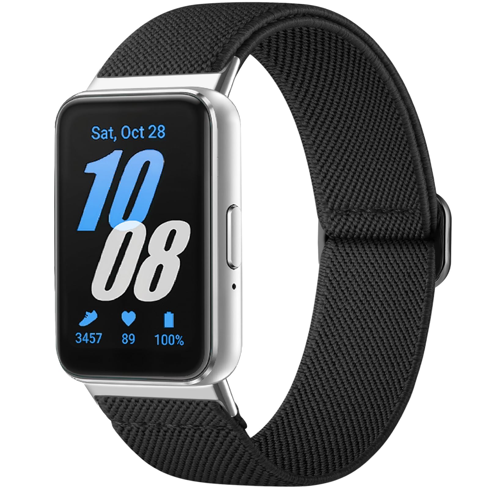 CeMiKa Sport Nylon Correa Compatible con Samsung Galaxy Fit 3 Correa - Muñequera Elástica Ajustable de Recambio para Galaxy Fit 3 Correa Mujeres Hombres, Negro