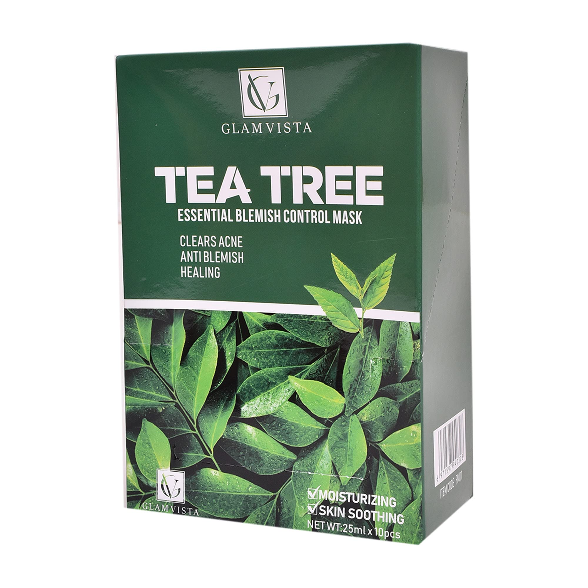 GLAM VISTA TEA TREE ESSENTIAL BLEMISH CONTROL MASK 99% NATURAL INGREDIENTS CLEARS ACNE ANTI BLEMISH HEALING MOISTURIZING SKIN SOOTHING (pack of 10)