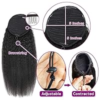 Vista 11 de Human Hair Water Wave Drawstring Ponytail Extensions - Natural Black Corn Wave for Black Women - Clip in Extensions (20")