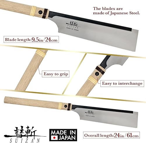 Miniatura 10 de SUIZAN Sierra de mano japonesa Dozuki de 6 pulgadas para carpintería, hoja de repuesto