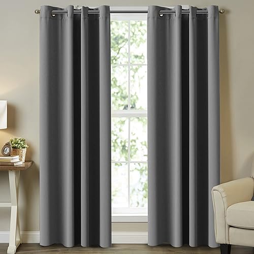 Cortinas opacas para oscurecer la habitación con ojales y aislamiento térmico tratamiento para ventana unicolor 2paneles de 52pulgadas de ancho x