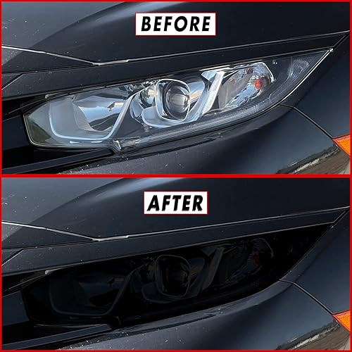 SlickMod Vinilo precortado tintado en humo para faros delanteros y antiniebla de Honda Civic 2016-2021 (1. Faros delanteros y antiniebla, 20 Humo