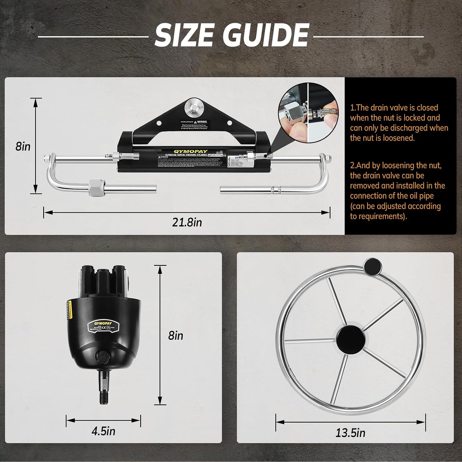 100/150/300HP Hydraulic Outboard Steering Kit, Marine Hydraulic