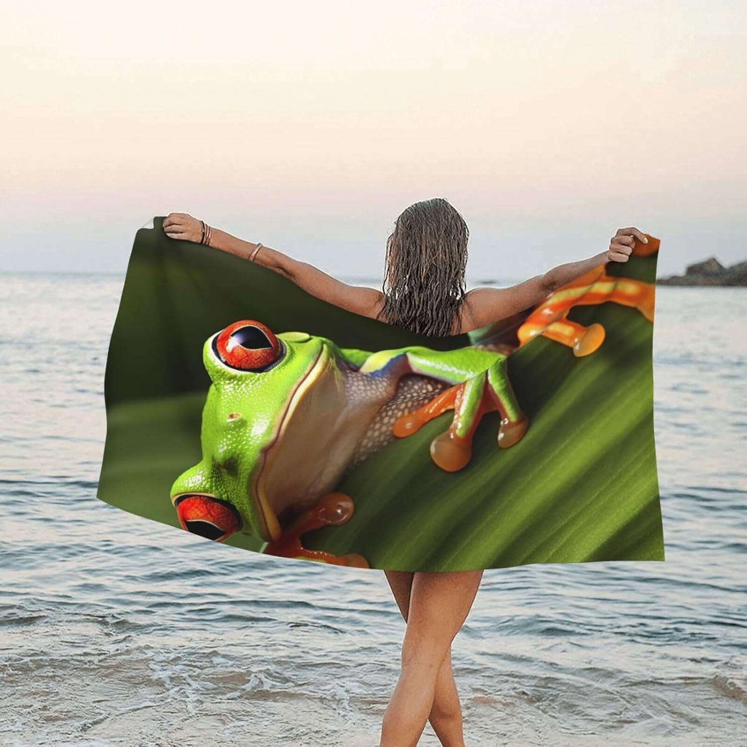 KHiry Microfiber Towel Beach Towels Tree Frog Quick Dry Towel Soft Lightweight Travel Towels Absorbent Large Easy Pack Travel Things Beach Blanket for Gym Sports Swimming