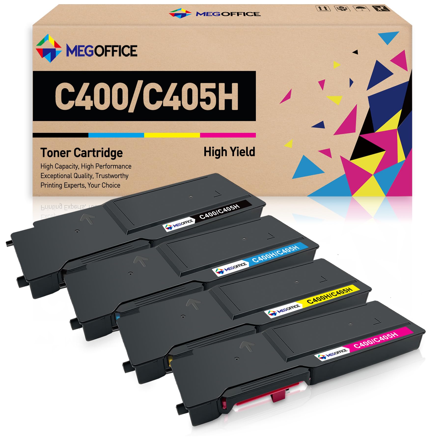 MEGOFFICE Compatible 106R03524 106R03525 106R03526 106R03527 Toner Cartridge Replacement for Xerox C400/C405 Extra High-Yield Toner Cartridge for C400