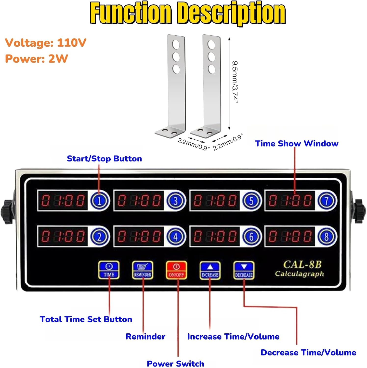 8 Channel Kitchen Timer, Digital Timer Cooking Timer for Cooking