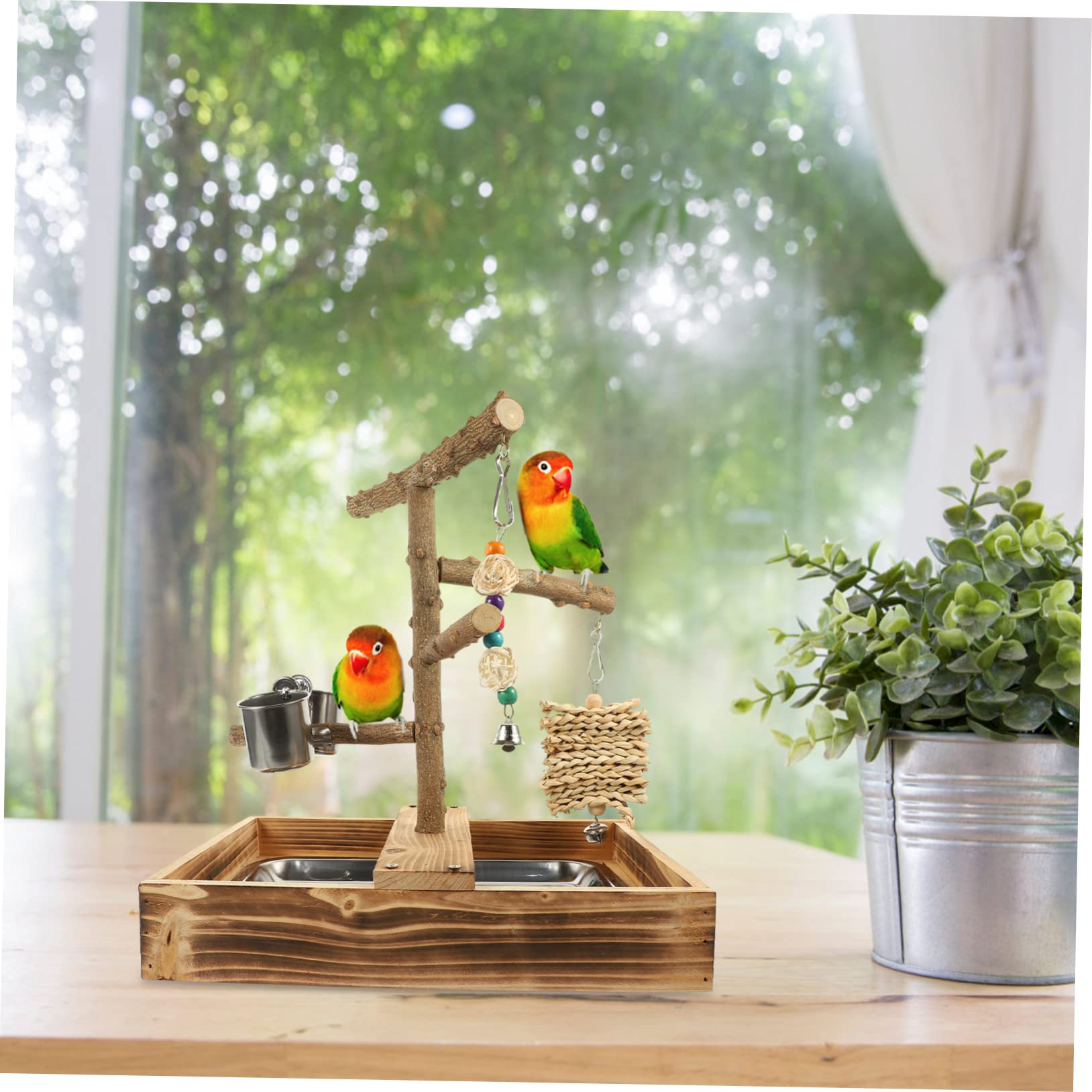 FRCOLOR Juguetes para Pájaros De Madera Puesto De Entrenamiento para Loros Accesorio para Jaula Zona para Pájaros Casa
