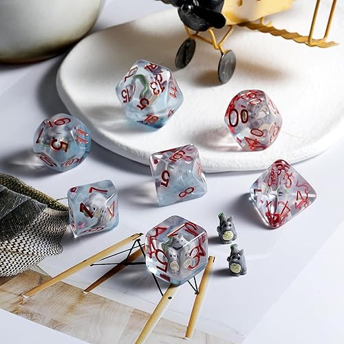 Juego de dados DND de anime, dados de resina con núcleo de animal para Dungeon and Dragons D&D RPG MTG Pathfinder (animal anime)