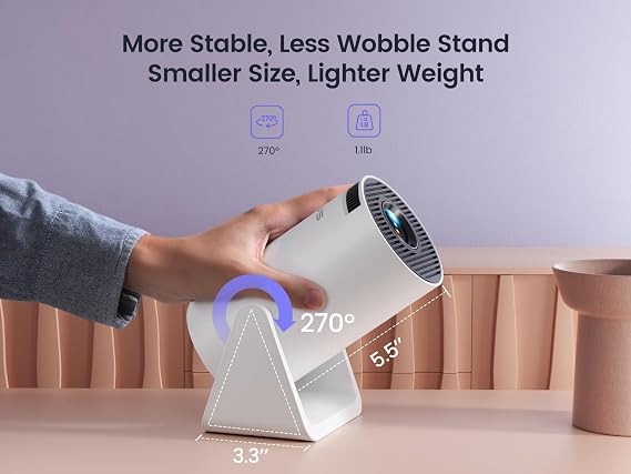 [Short Throw/Adjustable Stand]Mini projector with WiFi and Bluetooth, 2025 Upgrade Outdoor Portable Movie Projector 1080P, Auto Vertical Keystone, Home Projector for Phone/TV Stick, WiMiUS S27 (White)