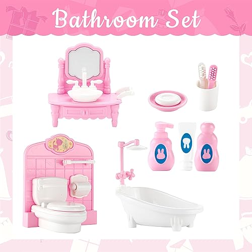 Miniatura 3 de Juego de 20 muebles y accesorios para casa de muñecas, muebles para casa de muñecas, mini muebles para casa de muñecas, 1 a escala 12, dormitorio,