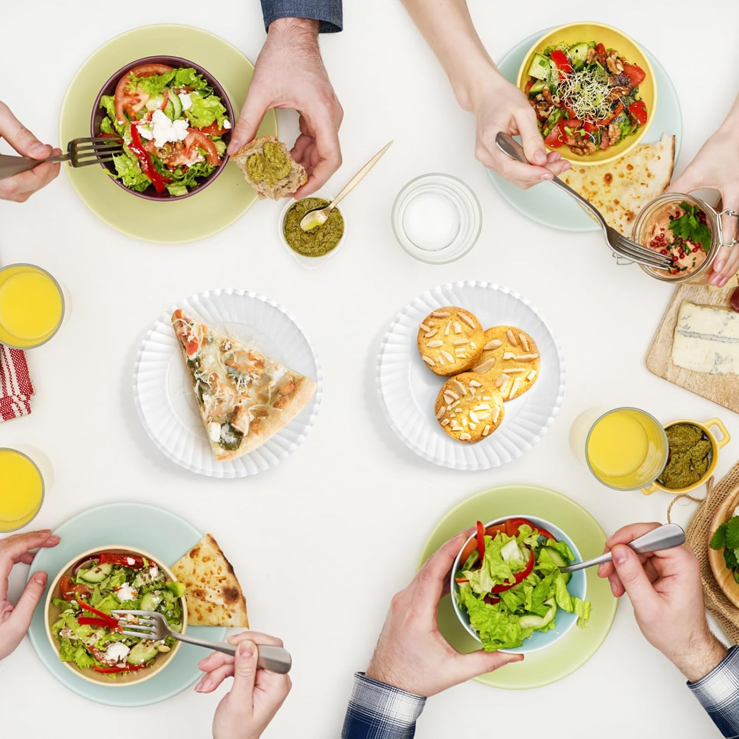 Hacaroa 1000 Pack 6 Inch Paper Plates Uncoated, Disposable Dessert Plates Bulk Cat Food Tray, Small White Cake Plates for Appetizer, Cupcake, Craft Project, Round