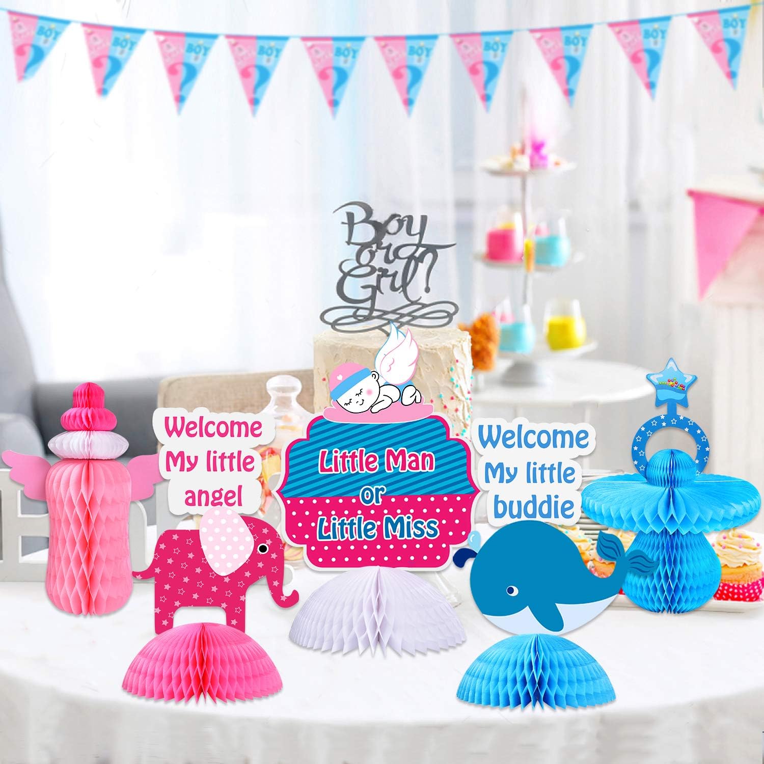 Leesgel Suministros Para Fiesta De Revelacion De Genero Centros De Mesa 3d Revelacion De Genero De Bebes Suministros Para Fiestas De Pinata Decoraciones Ideales Para Accesorios Juguetes Y Juegos Amazon Com