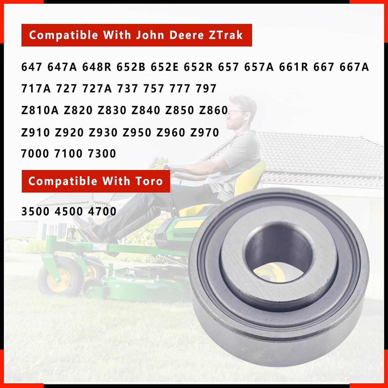 4PCS Heavy Duty Front Wheel Bearings Replacement for John Deere AA21480 Fits ZTrak 657 661R 667 667A 717A 727 727A 737 757 777 797 Z810A Z820 Z830 Z840 Z850 Z860 Z910 Z920 Z930 Z950 Z960 Z970