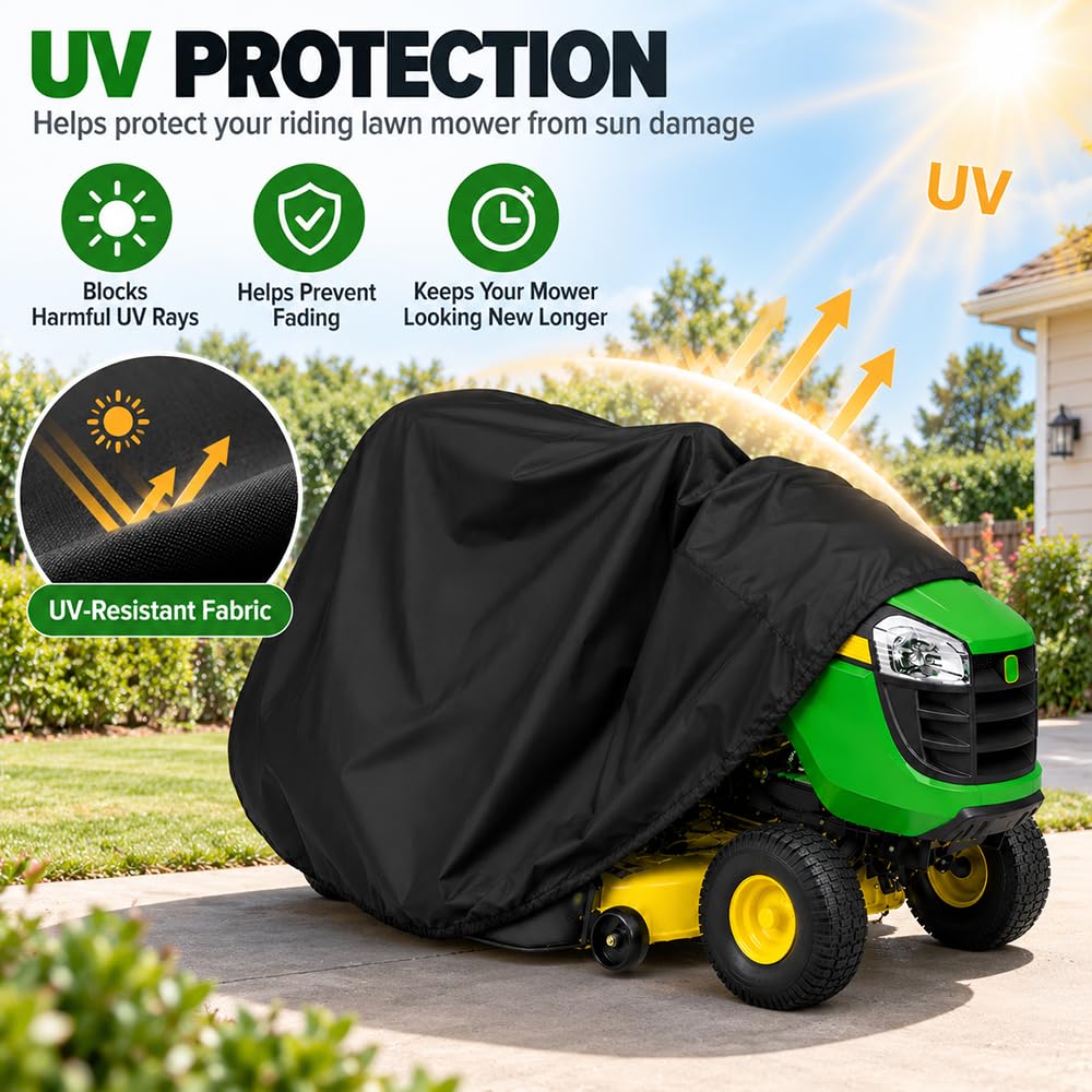 Funda para cortacésped con Asiento para Castelgarden PTX 200 HD 2017-2021, Tejido Oxford Resistente al Agua con bajo elástico y Correas Ajustables para Exterior
