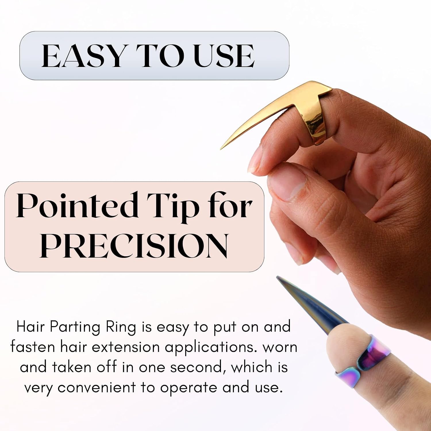 Quick Hair Braiding Tools Braid Aid Finger Parting Tool - Stainless Steel Stitch Hair Braiding Tools for Beginners Durable Braid in Dreadlock & Installation of Human Hair Extensions (2pcs Rainbow) image 4