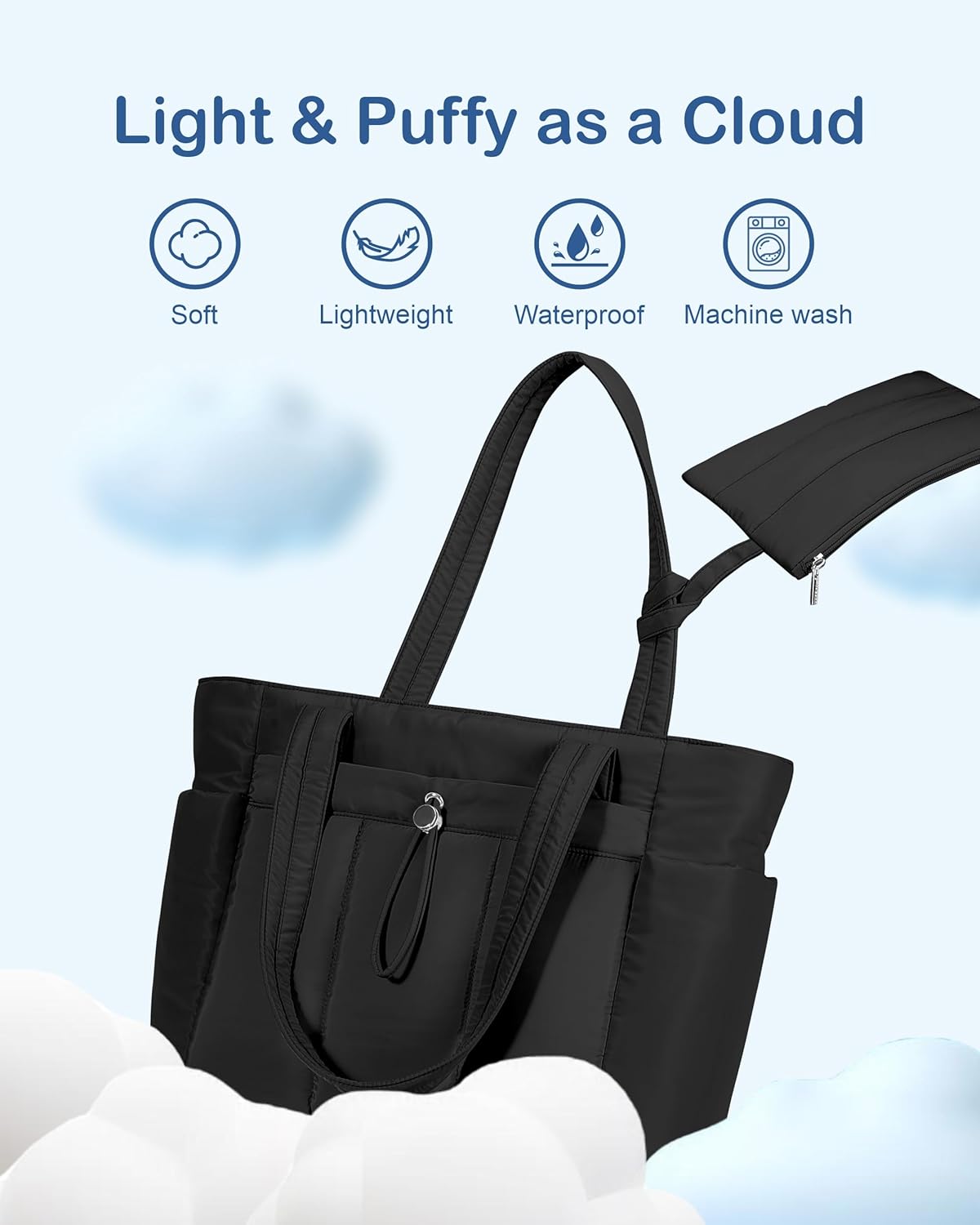 TOPDesign Puffy Tote Bag for Women with Cup Holder & Laptop Compartment & Cosmetic Bag & Trolley Sleeve for Work, Travel - Image 4