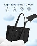 TOPDesign Puffy Tote Bag for Women with Cup Holder & Laptop Compartment & Cosmetic Bag & Trolley Sleeve for Work, Travel