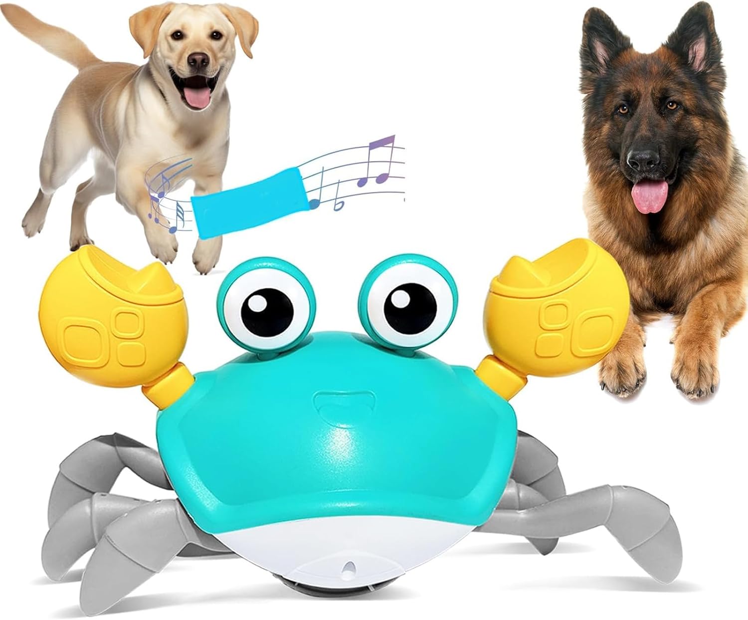 Crawling Crab Dog Toy, Escape Crab Dog Cat Toy with Obstacle Avoidance Sensor, Dog Cat Pet Interactive Dog Toy with Music Sound and Light, Puppy/Small/Medium Dog Toy,Green