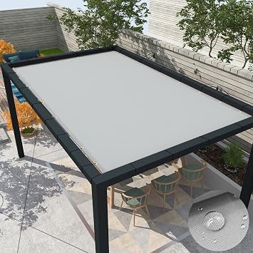 4x37 FT Waterproof Rectangular Shade Sails 260 GSM Straight Edge Canopy with Grommets Protects Against Harmful Rays Shade Fabric Pergola Canopy Customizable Light Gray