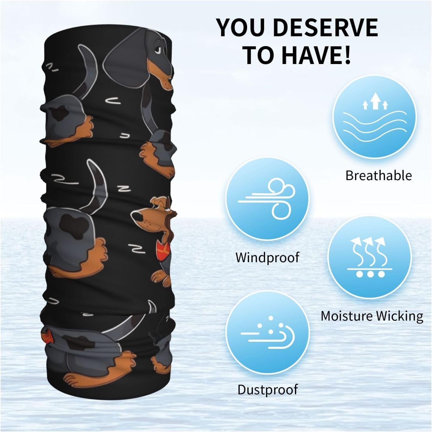 I Love My Dog Dachshunds Neck Gaiter UV Sun Protection Face Mask Scarf Cooling Breathable Face Cover for Men Women Elastic Balaclavas Versatile Bandana, Sun & Wind-proof for Skiing Hiking