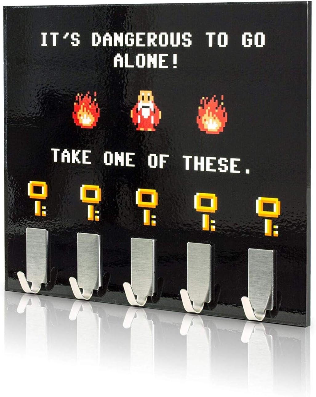 getDigital Dangerous to Go Alone Key Rack - Geeky Home and Office Decor Wall-Mounted Key Holder with 5 Metal Hooks - 21 x 16 cm