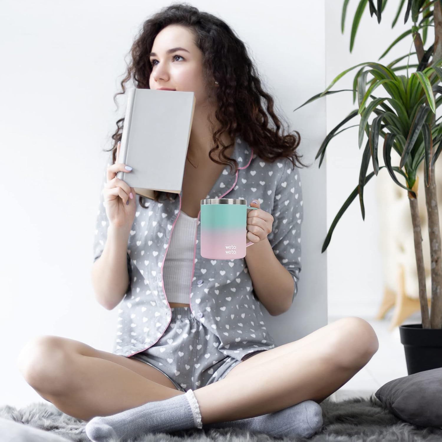 WETOWETO 14 oz Coffee Mug Set, Vacuum Insulated Camping Mug with Lid, Double Wall Stainless Steel Travel Tumbler, Coffee Cup Outdoor, Powder Coated Sweet Taffy - Image 6