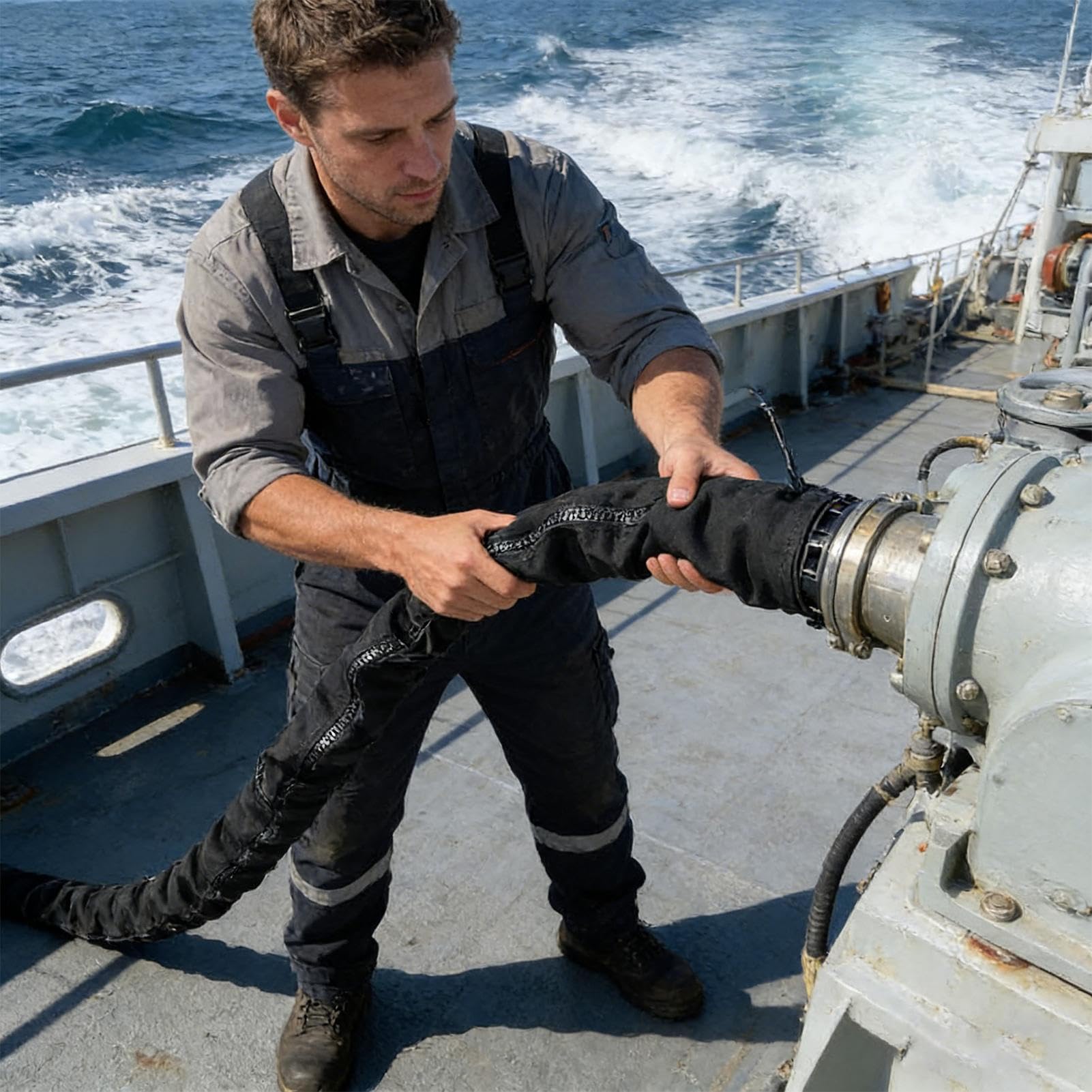 Kabelschutz mit Reißverschluss, 122,9 cm (48 Zoll) Schleppmotor-Drahthülse, Angelausrüstung, Zubehör für Boote, Rigging-Schutz, schwarzes Marine-Boot, Außenbord-Angelausrüstung