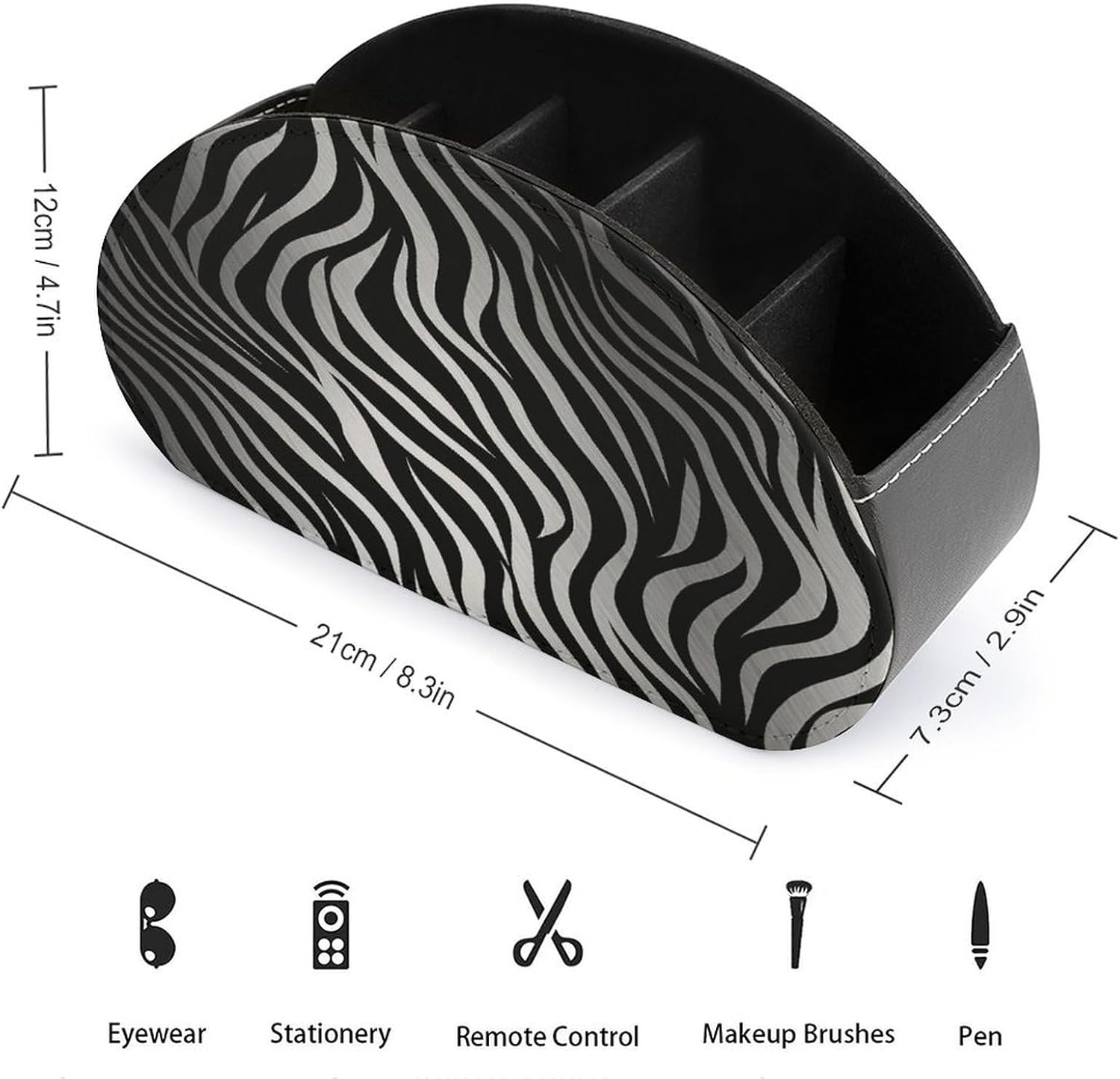 Zebra Print Remote Control Holder with 5 Compartments image 2