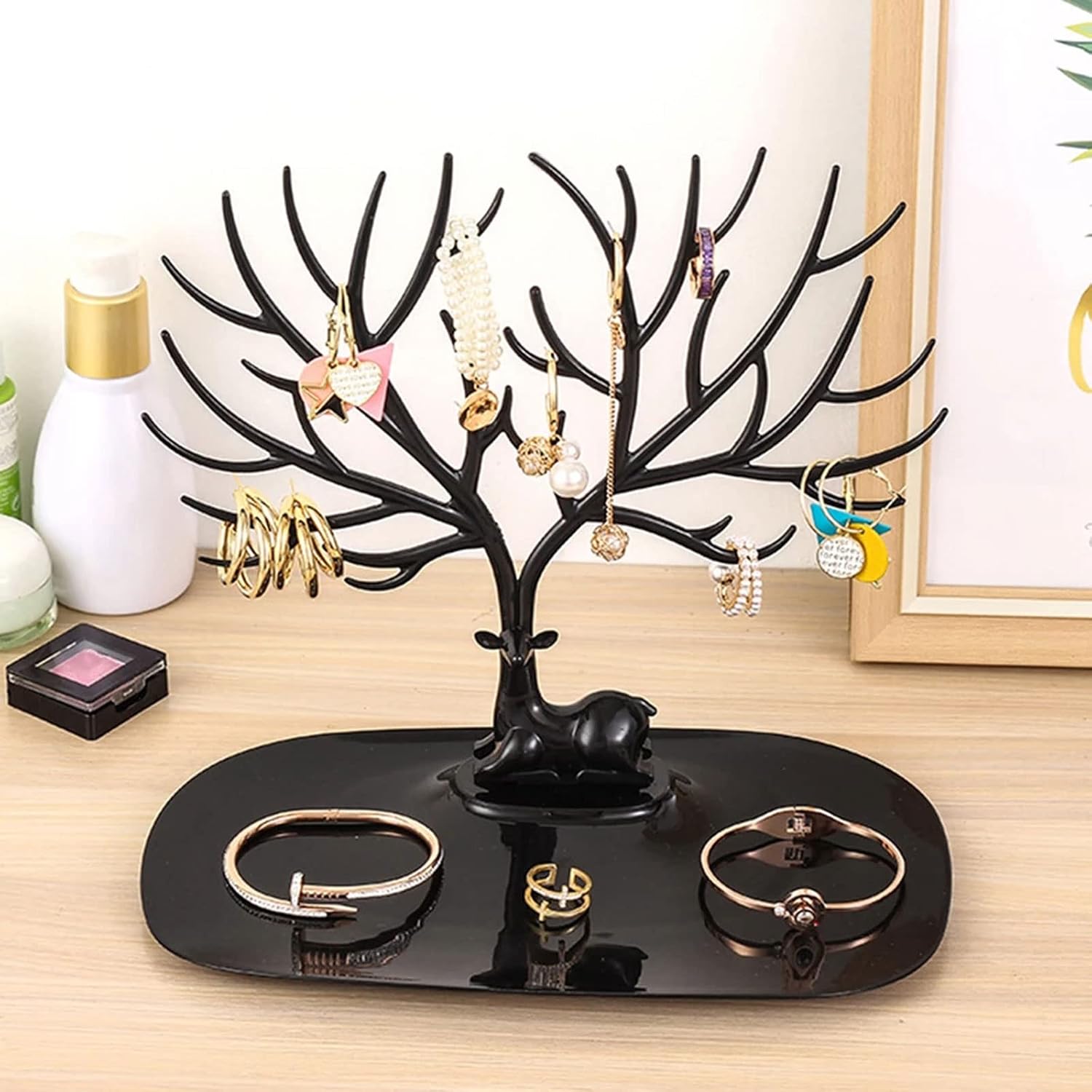 Little Deer Earrings Necklace Ring Pendant Bracelet Jewelry Display Stand Tray Tree Storage Racks Organizer Holder