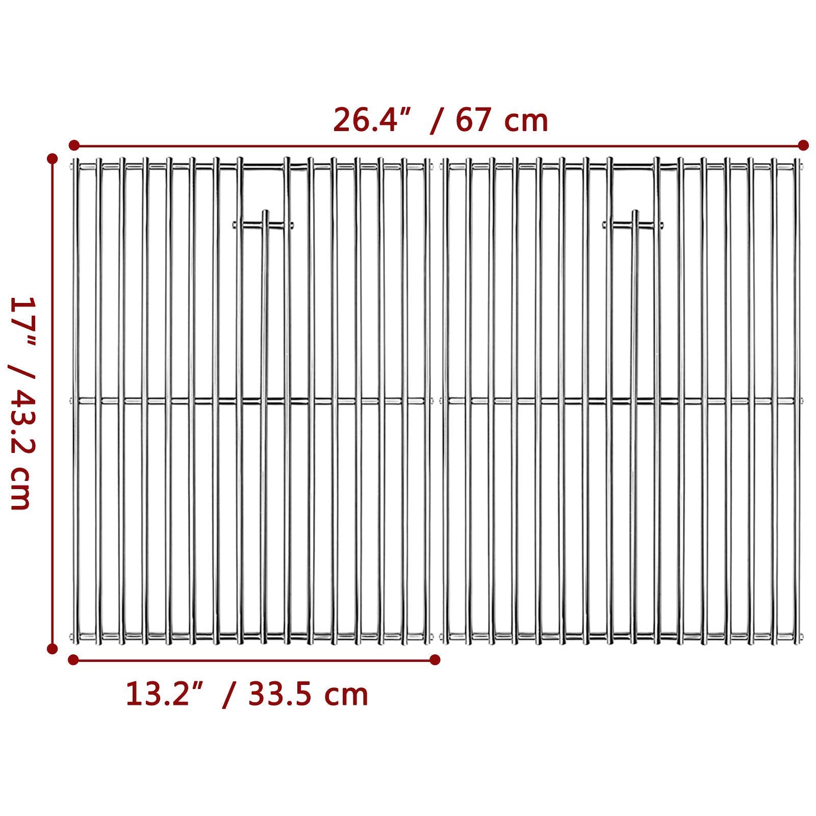 GFTIME Ruszt do grillowania ze stali nierdzewnej, 43,2 × 33,5 cm, zamiennik rusztu do grilla Landmann Triton, Enders Boston/Monroe PRO 4, Broil King Baron/Crown, Napoleon LEX 485, masywne ruszty 7 mm