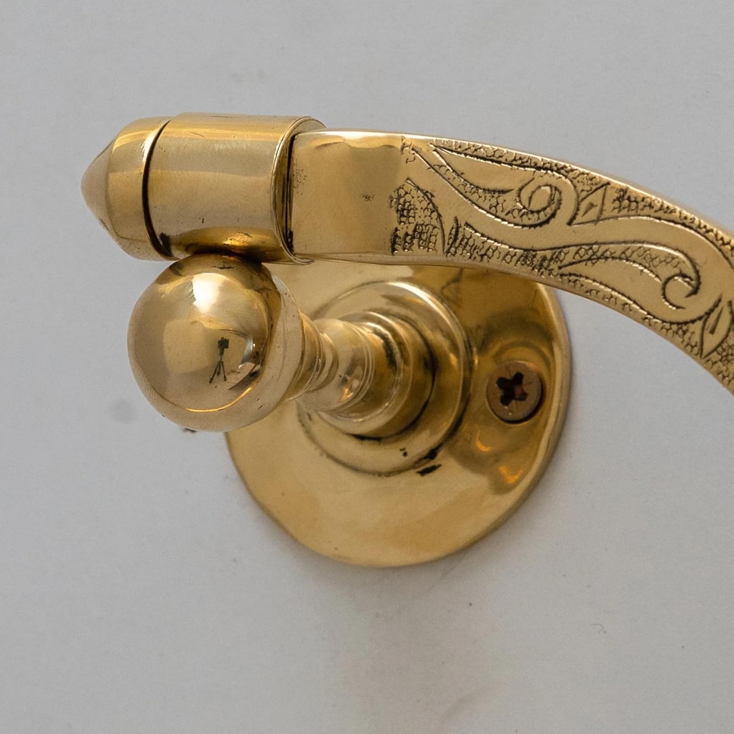 Vintage Brass Towel Ring – Hand-Etched Wall-Mounted Towel Holder, Moroccan-Inspired Swing Arm Design, Solid Unlacquered Brass for Bathroom or Kitchen