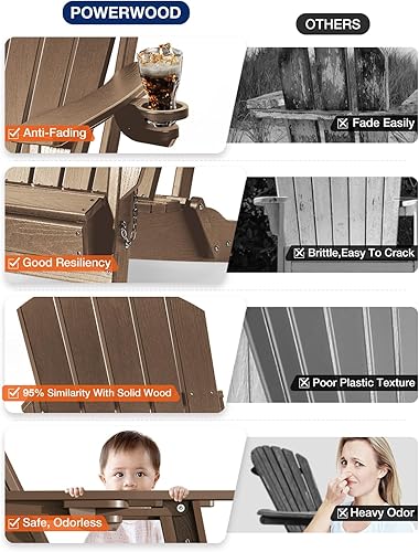 Miniatura 7 de Silla Adirondack moderna para exteriores sillas Adirondack plegables de polietileno de alta densidad de gran tamaño para todo tipo de clima con