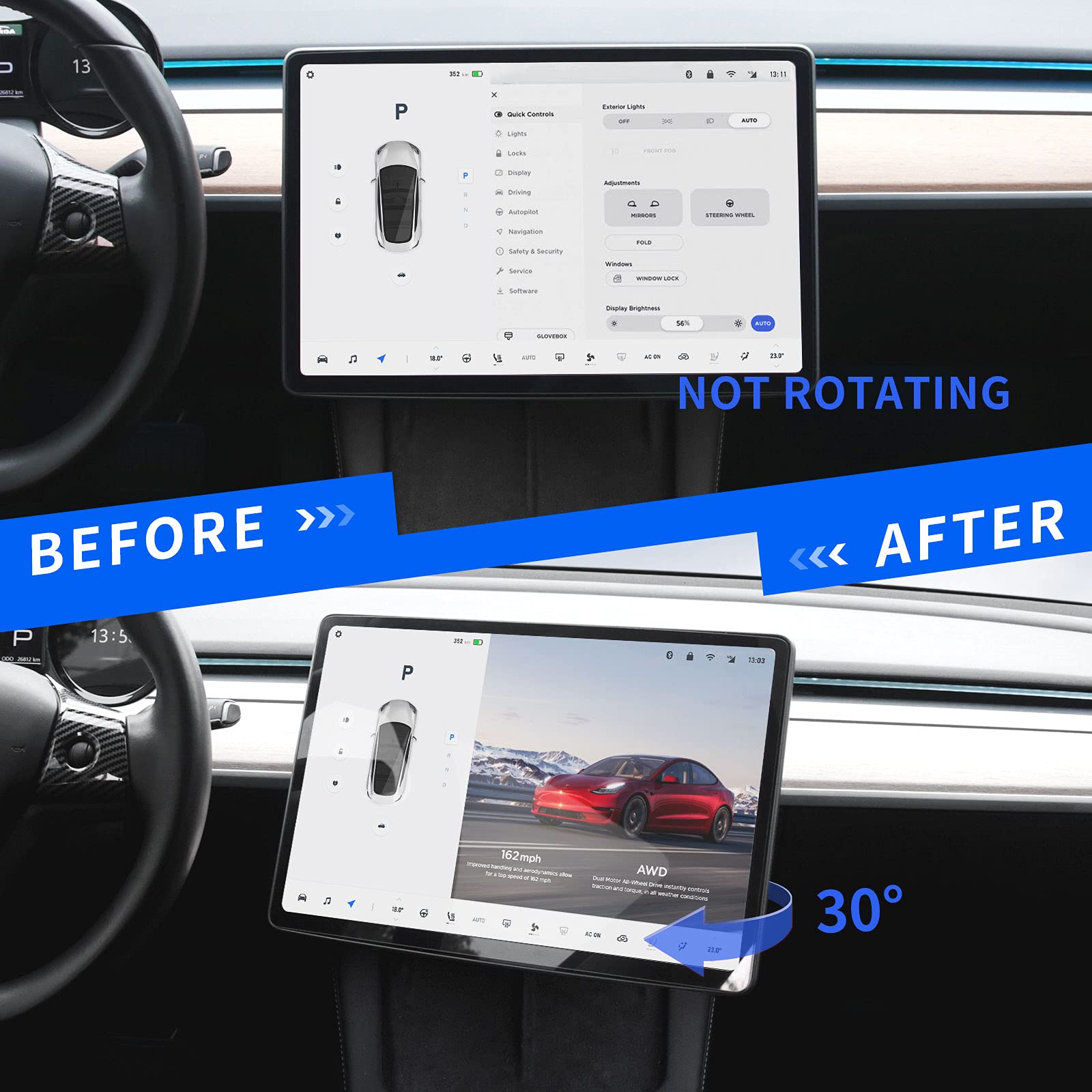 powoq Fit Tesla Model 3 Model Y Screen Rotating Holder GPS Navigation