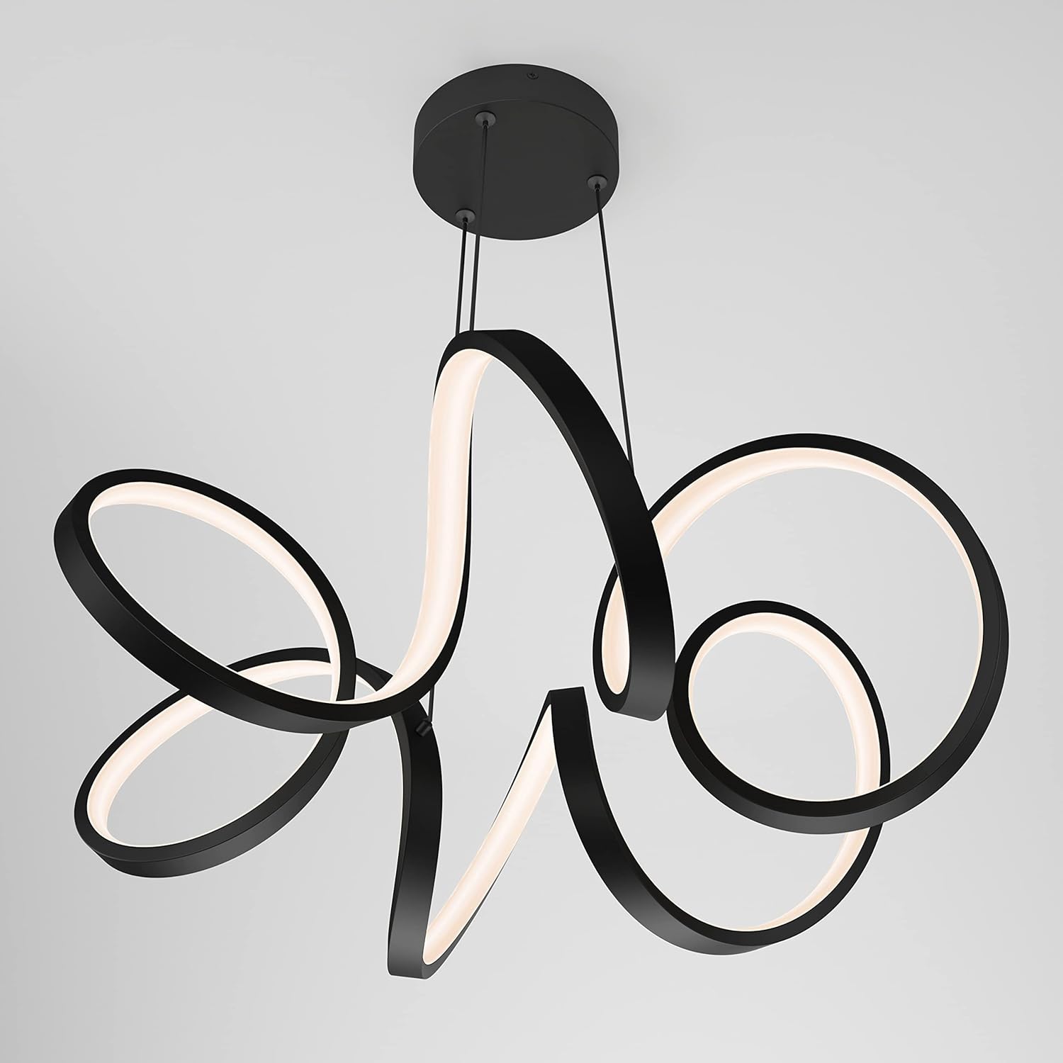 artika Swirl Ribbon 30W LED Pendant Light Fixture, Matte Black Finish Ideal for Dining Room, Kitchen Island Light - 1800 Lumens, 3000 Kelvin, Made of Aluminum, No Bulb Required