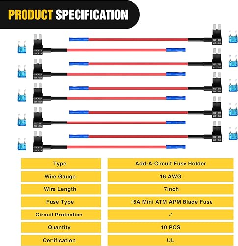 Miniatura 9 de Nilight - Portafusibles, adaptador TAP para fusibles de circuito adicional, portafusibles de hoja mini ATM APM (paquete de 10)