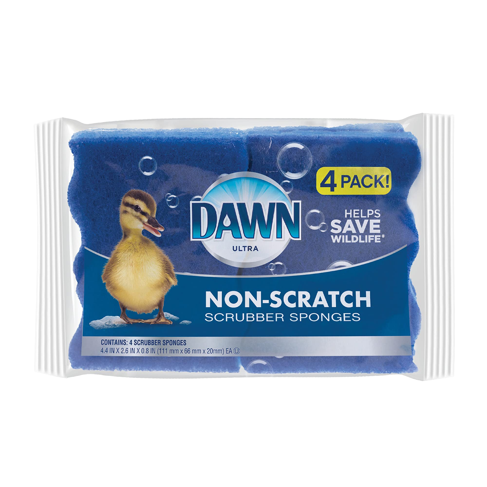 Éponges à vaisselle anti-rayures Dawn lot de 4 tampon récurant bleu pour cuisine et poêle