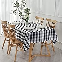 Vista 1 de maxmill Rectangle Checkered Tablecloth Waterproof Spillproof Wrinkle Resistant Buffalo Plaid Heavy Weight Table Cloth Gingham Table Cover for Blanco