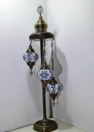 Mozaik Lambader,Otantik Lambası,Dekoratif Köşe Lambası 3 Lü Mozaik Gece Lambası Model 11
