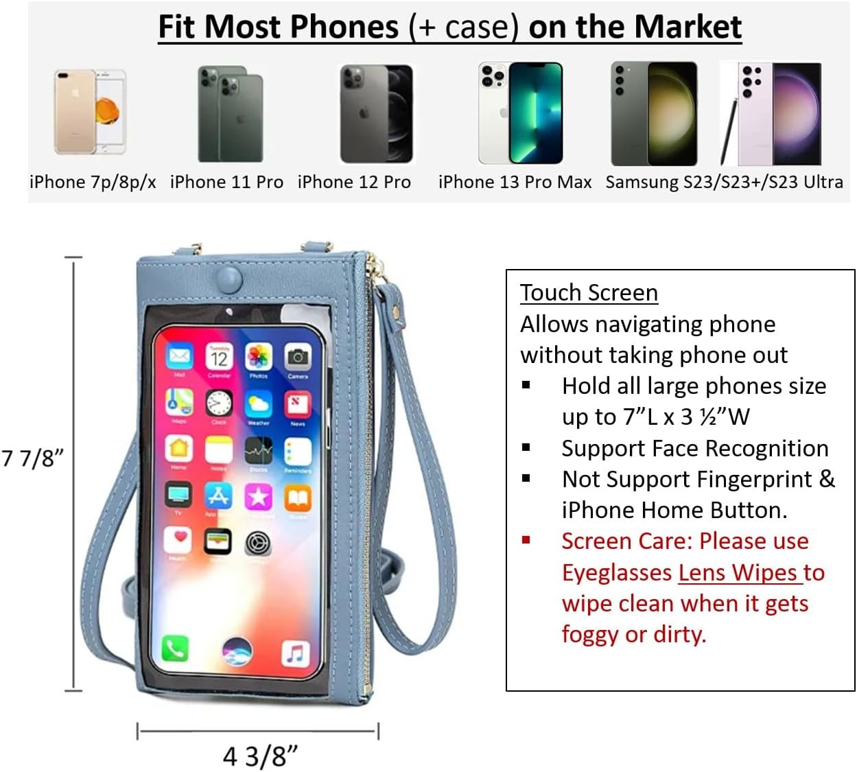 Aslana Women Faux Leather Long Wallet Wristlet Handbag with Touch Screen Clear Phone Window (Double Zipped Burgundy) - Image 4