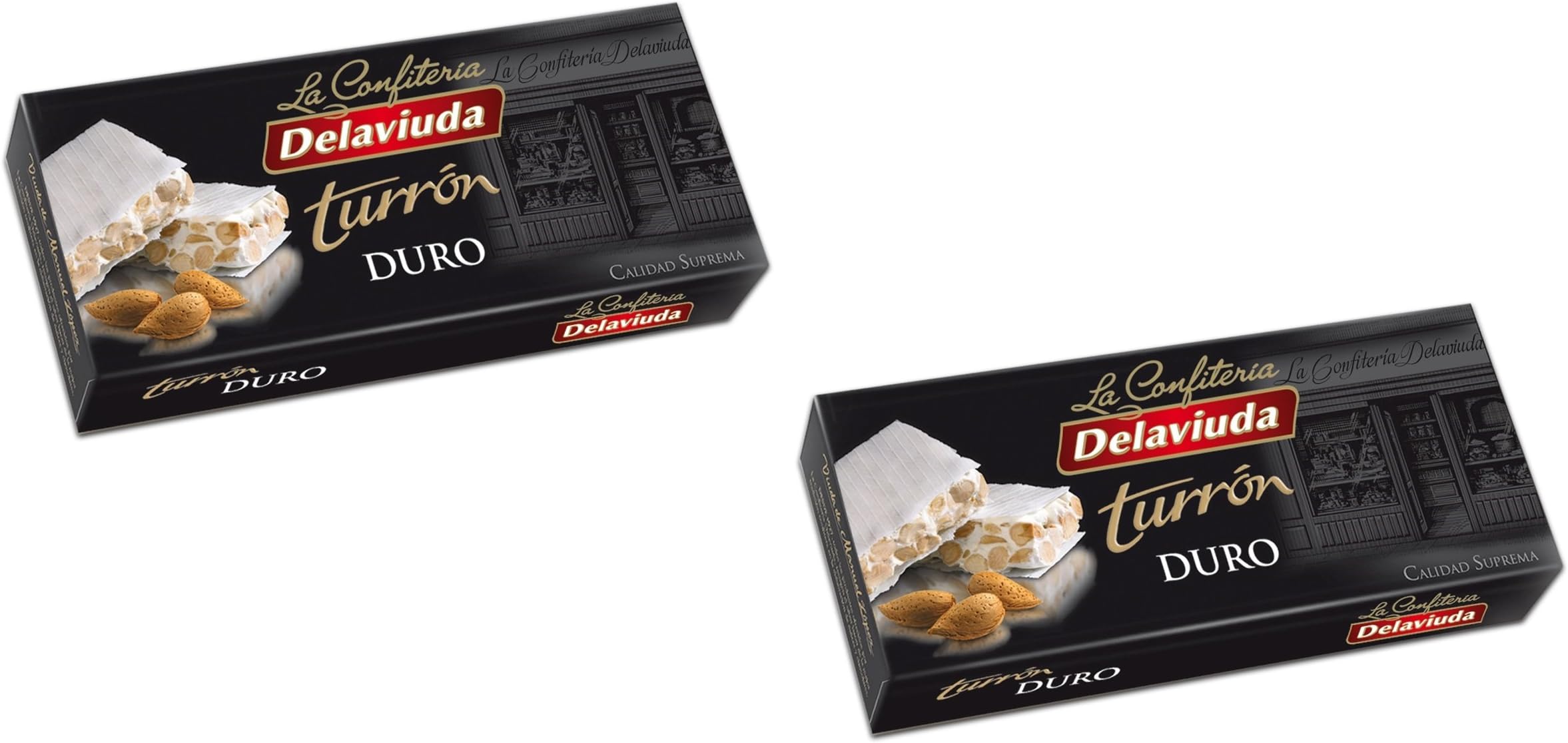 Delaviuda - Pack included 2 Turron Duro, Almond Honey Crunch Nougat (hard) - Supreme Quality - 200gr (No Gluten) - Spanish Product / Nougat Spanish