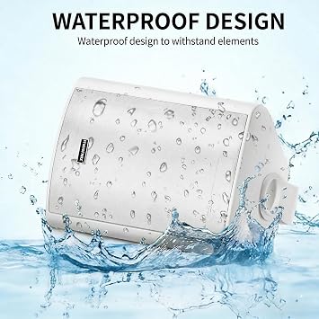 STUDIOFINIX 4 Inch 200W Indoor/Outdoor Bluetooth 5.1 Waterproof Wall-Mounted Speakers, Wireless Multi-Speaker Sync with IR Remote, for Patio, Garage, Home, Backyard(401BLE,White,Pair)