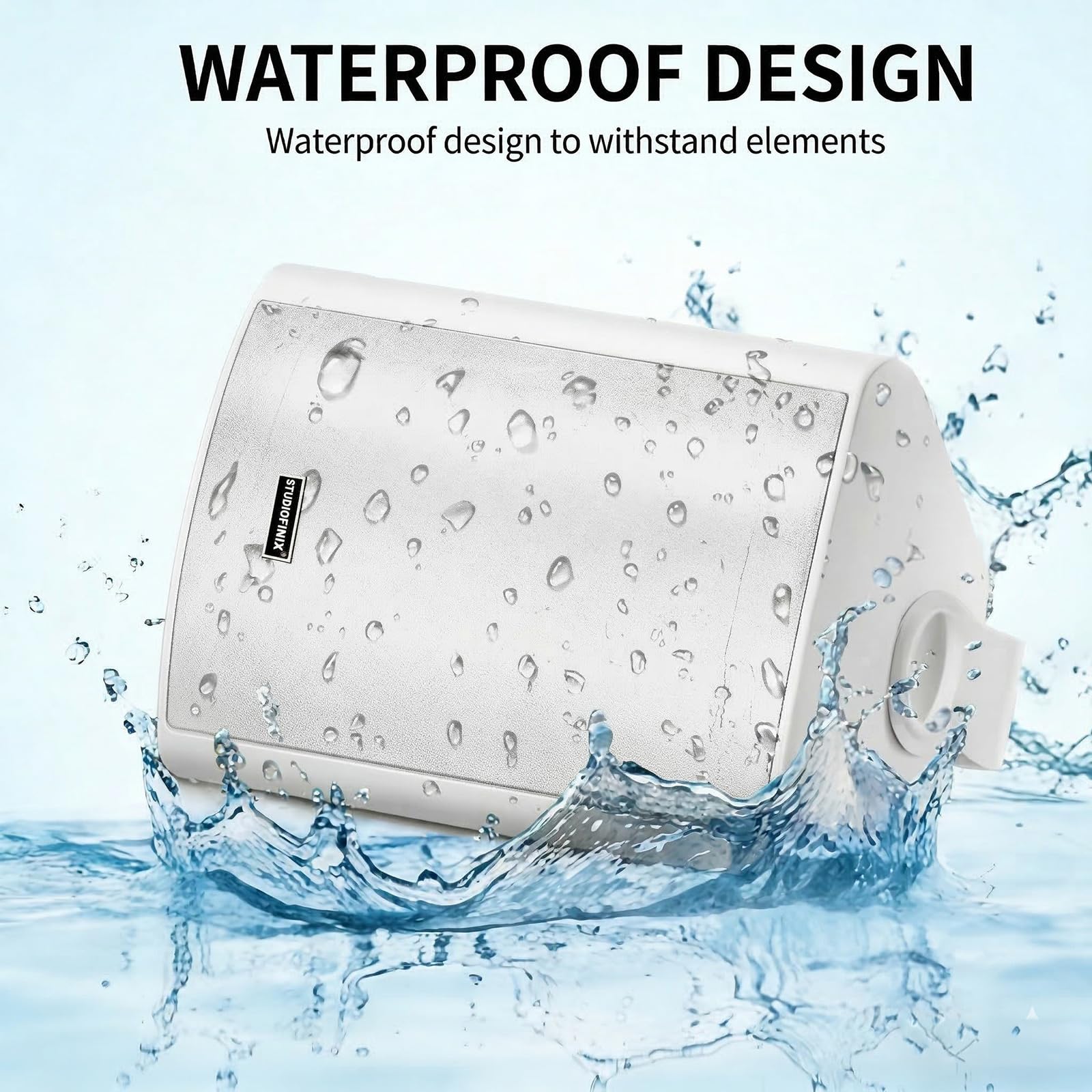 Enceintes murales STUDIOFINIX 4 Pouces 200W étanches Bluetooth 5.1, Multi-Sync + télécommande IR. Intérieur/extérieur, terrasse, Garage, Jardin (401BLE, Blanc, Paire)