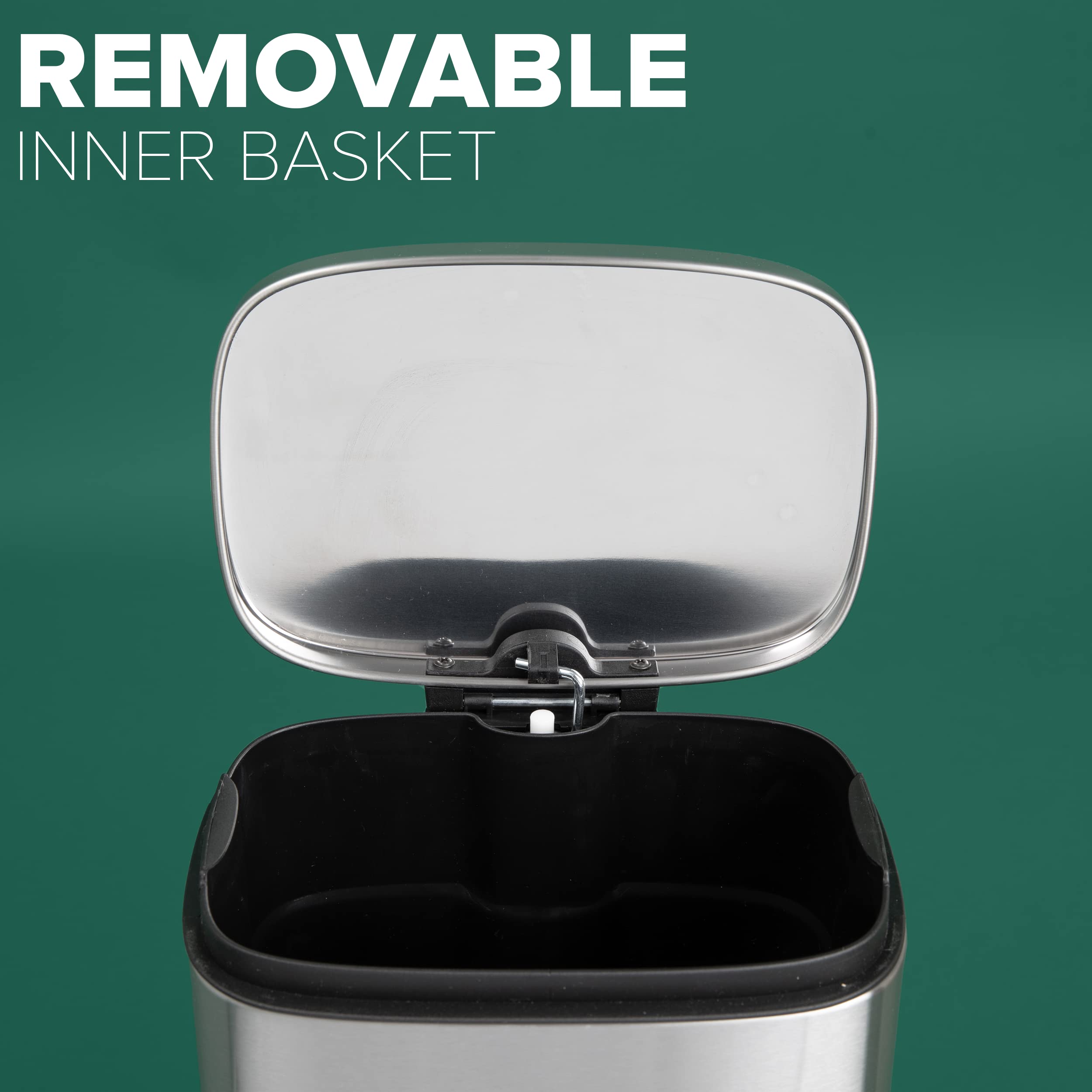 Poubelle 30 Litres, Avec Pédale En Acier, Seau Intérieur Et Couvercle Poignee 3760366251429