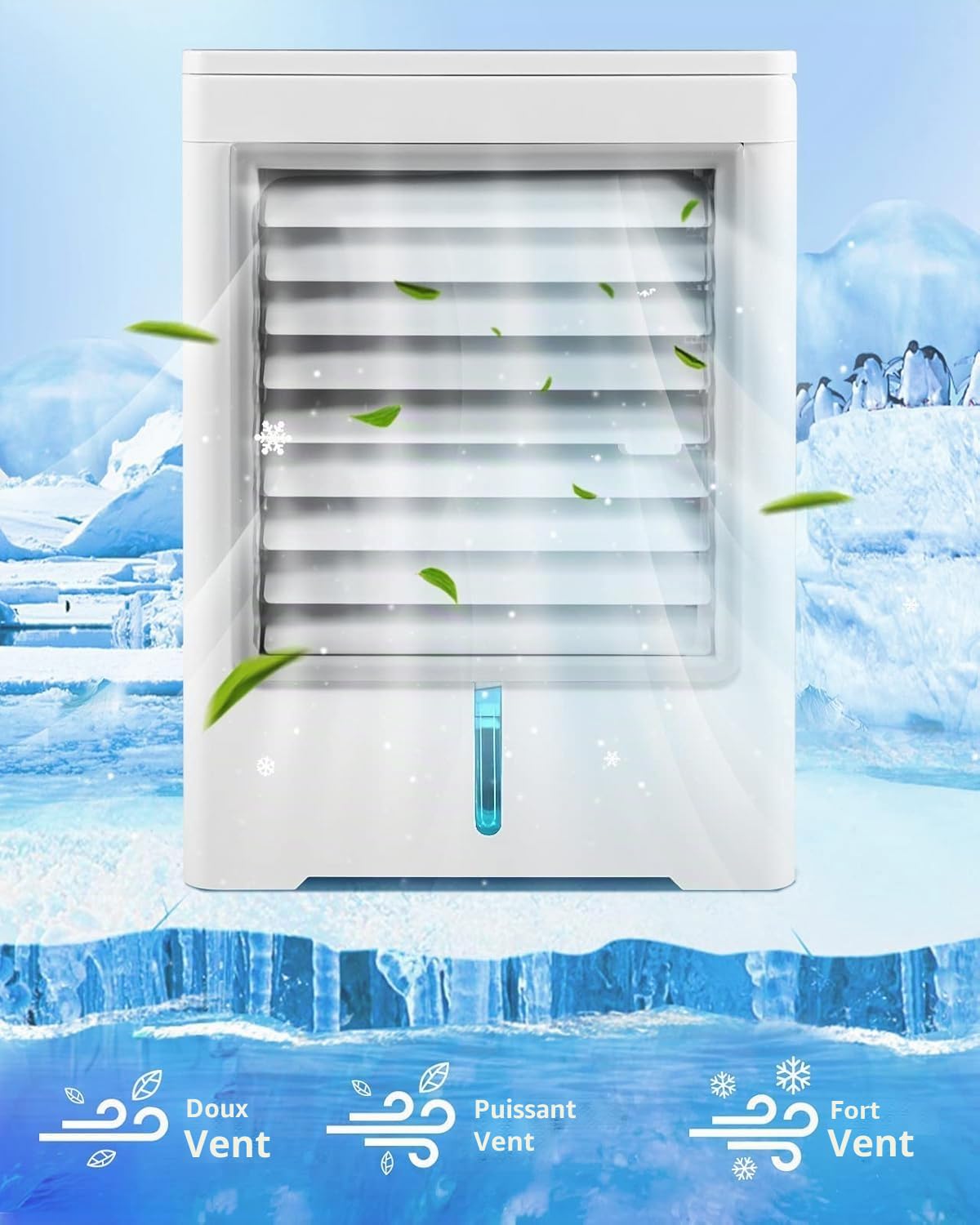Climatiseur Mobile Portable, Ventilateur Sans Évacuation – Rafraîchisseur d'Air USB 6W, 3 Vitesses, Minuterie, Faible Consommation, pour Bureau, Chambre, Camping, Tente