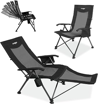 Camping Chair Portable Folding Beach Chair Adjustable High Back with Cup Holder Suitable for Outdoor Camping RV Holidays and Music Festivals