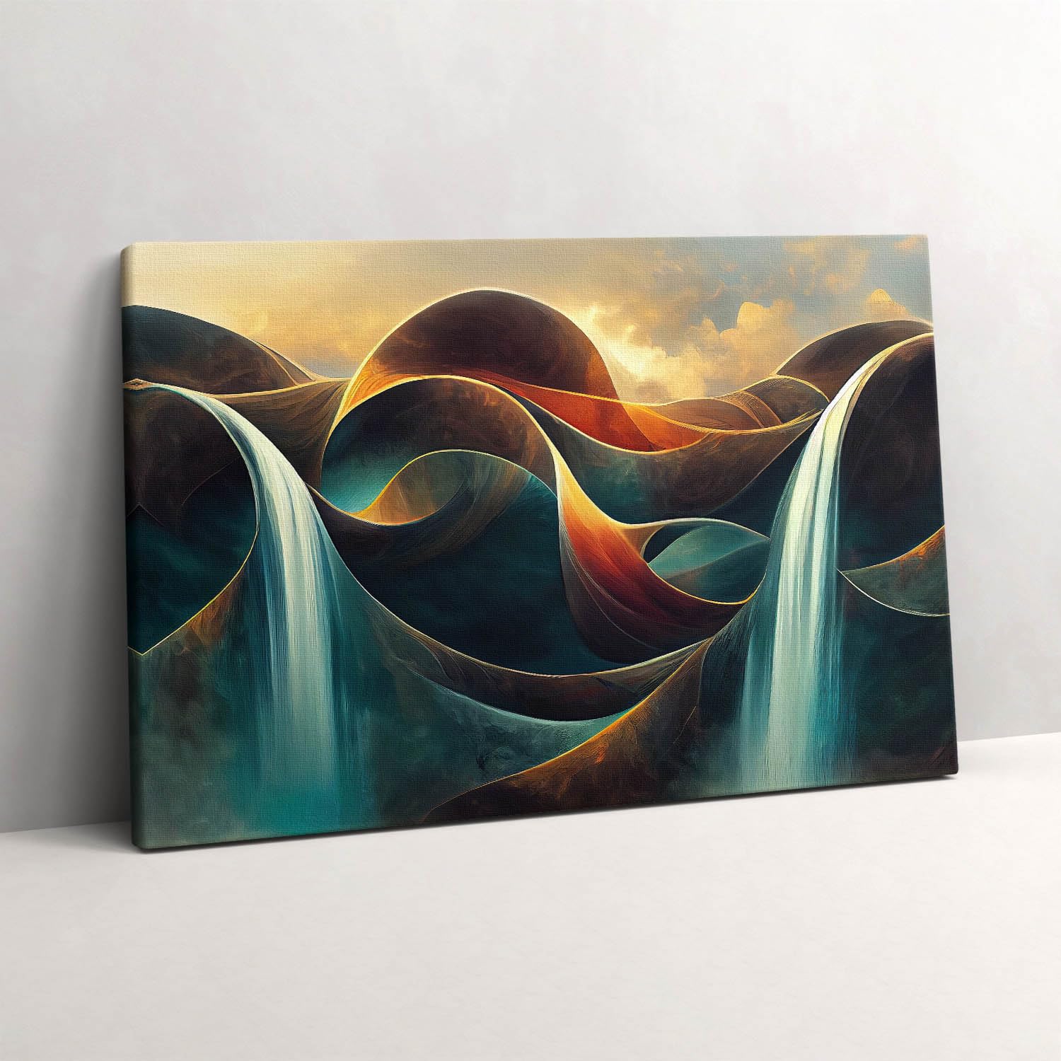 Peinture sur toile cascade Wallfluent | Art mural haut de gamme 60x40 - 6